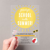 学校の終わりさよならHello Summer Kidsパーティー アクリル招待状 (インサイチュ (ポータブル))