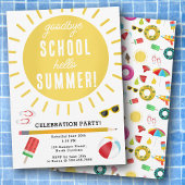 学校の終わりさよならHello Summer Kidsパーティー 招待状