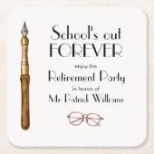 学校の終わりは永遠にヴィンテージ先生 スクエアペーパーコースター (正面)