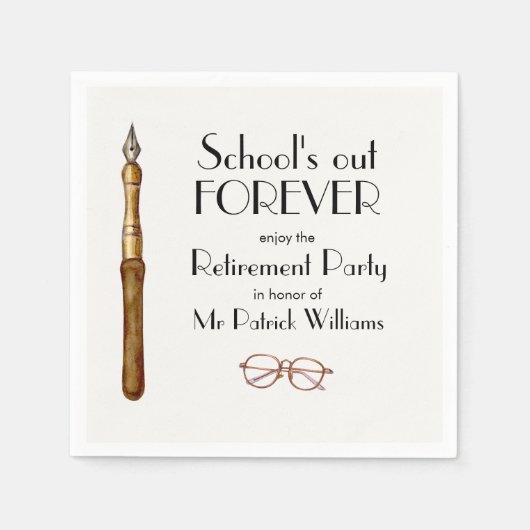学校の終わりは永遠にヴィンテージ先生 スタンダードカクテルナプキン (正面)