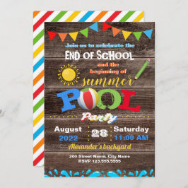 学校の終わりサマースプールパーティー 招待状