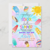 学校の終わりパーティの招待状、学校のプール 招待状 (正面)