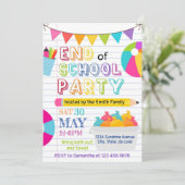 学校の終わりパーティー編集可能招待状、学校 招待状 (スタンド正面)