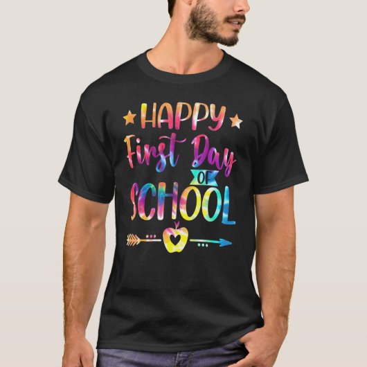 学校の絞り染め学生とお茶の幸せな初日 Tシャツ (正面)
