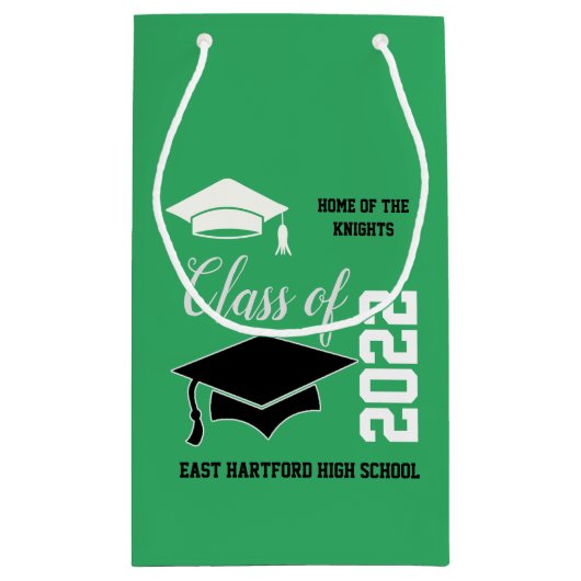 学校の緑の卒業生の追加 スモールペーパーバッグ (裏面)