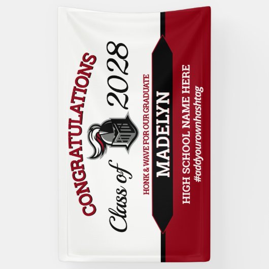 学校の色とマスコットを使った卒業 横断幕 (縦)