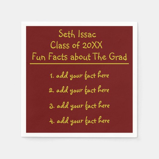 学校の色を選択する卒業おもしろい事実 スタンダードカクテルナプキン (正面)