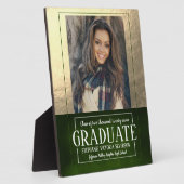 学校の色グリーンと金ゴールド写真記念 フォトプラーク (側面)