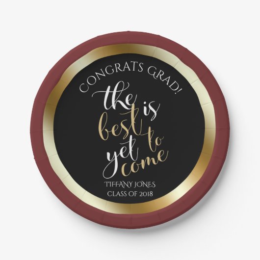 学校の色最高のまだ卒業し来ているパーティー ペーパープレート (正面)