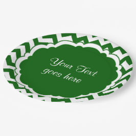 学校の色 – モノグラム山形の緑 – 白 –  ペーパープレート