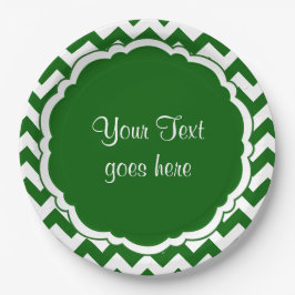 学校の色 – モノグラム山形の緑 – 白 –  ペーパープレート