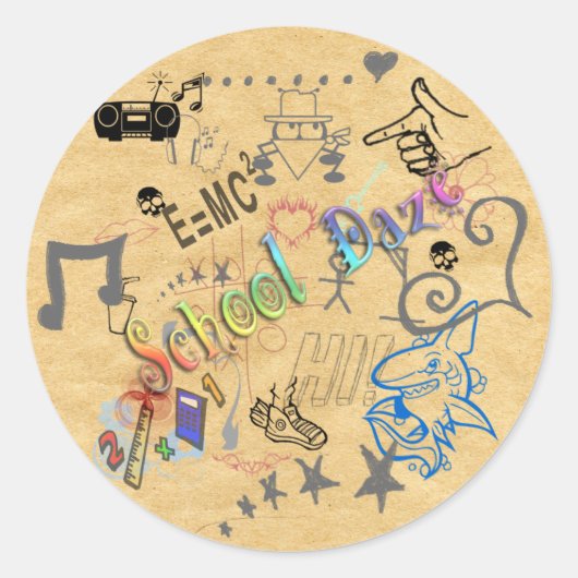 学校の迷路のシール ラウンドシール (正面)