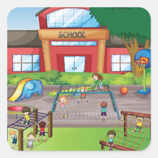 学校の運動場 スクエアシール (正面)