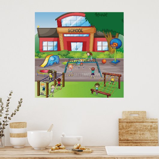 学校の運動場 ポスター (キッチン)