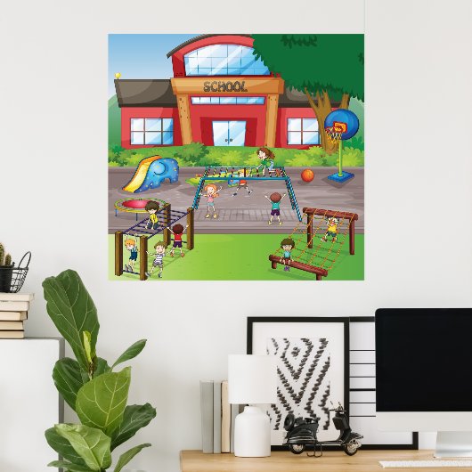 学校の運動場 ポスター (ホームオフィス)