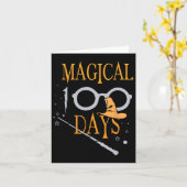学校の魔法の日 100日目の先生と生徒 カード (黄色い花)