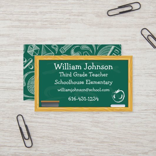 学校の黒板の先生の名刺 名刺 (正面/裏面インサイチュ)