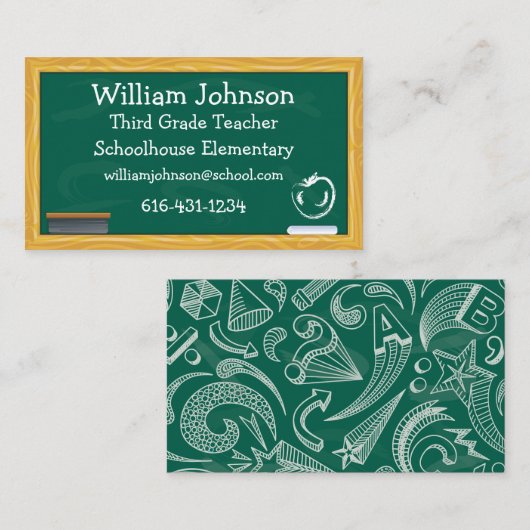 学校の黒板の先生の名刺 名刺 (正面/裏面)