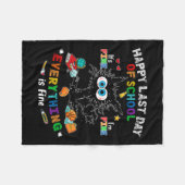 学校の黒猫の日素晴らし々素晴らしだ フリースブランケット (正面(横))