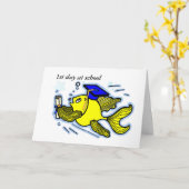 学校の1日目かわいいおもしろい漫画グリーティングカード カード (黄色い花)