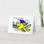 学校の1日目かわいいおもしろい漫画グリーティングカード カード (正面)