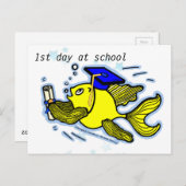 学校の1日目かわいいおもしろい漫画グリーティングカード ポストカード (正面/裏面)