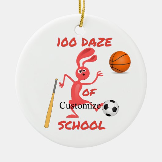 学校の100のボーッとしたサンダー_コーブ セラミックオーナメント (正面)