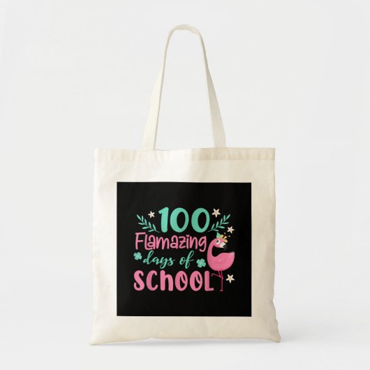学校の100の素晴らしい日 | Flamingo おもしろい トートバッグ (正面)