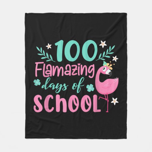 学校の100の素晴らしい日 | Flamingo おもしろい フリースブランケット (正面)