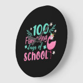 学校の100の素晴らしい日 | Flamingo おもしろい ラージ壁時計 (傾斜)