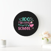 学校の100の素晴らしい日 | Flamingo おもしろい ラージ壁時計 (ホーム)