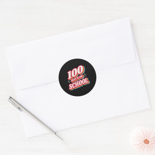 学校の100日とまだItを愛しているハート100t ラウンドシール (封筒)
