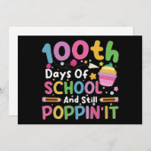 学校の100日とスティルポピンの女の子 招待状 (正面/裏面)