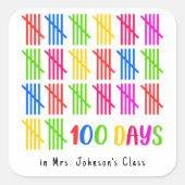学校の100日のカラフルタリーマーク スクエアシール (正面)