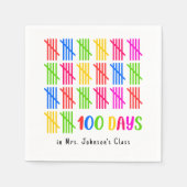 学校の100日のカラフルタリーマーク スタンダードカクテルナプキン (正面)