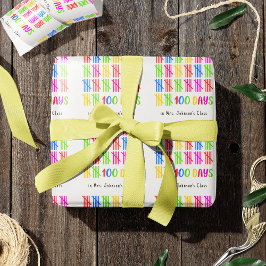 学校の100日のカラフルタリーマーク ラッピングペーパー