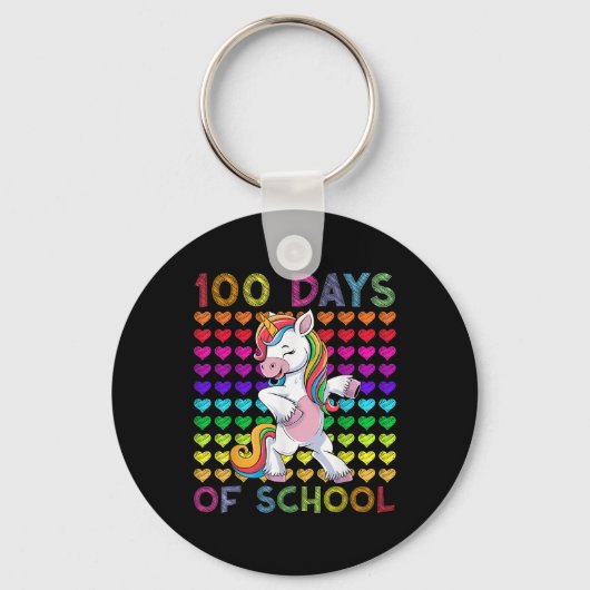 学校の100日はまだItを愛しているハートUnicorn キーホルダー (正面)