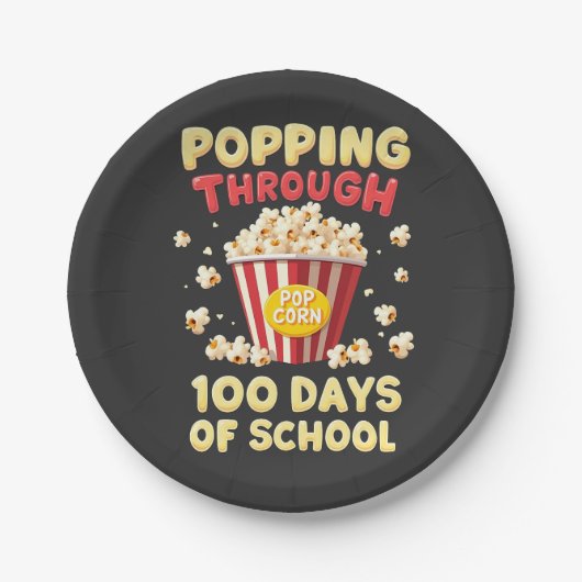 学校の100日をポップ ペーパープレート (正面)