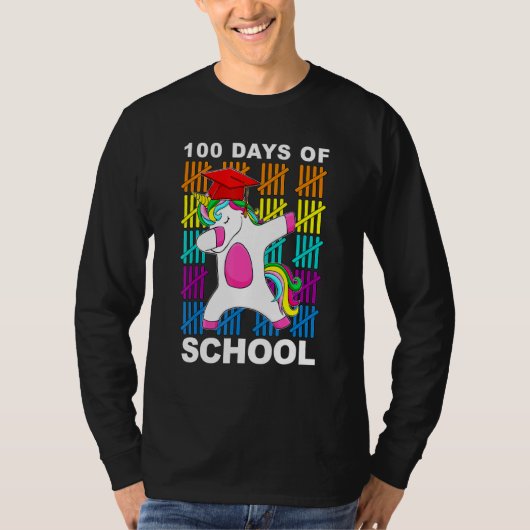 学校の100日ダビングUnicorn 100日スマート Tシャツ (正面)