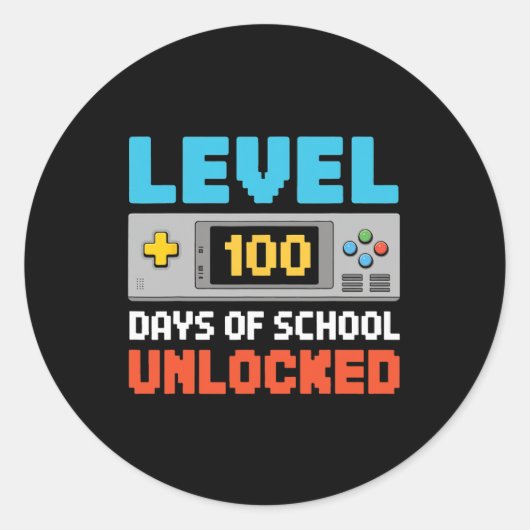 学校の100日ビデオゲーマーボーイズ子供100日 ラウンドシール (正面)