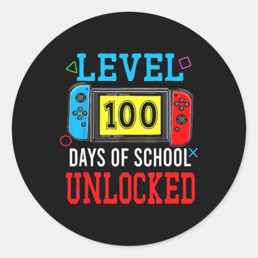 学校の100日レベル100学校の日のUnlocke ラウンドシール (正面)