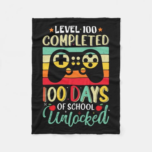 学校の100日完全ゲーマー少年レベルのロック解除 フリースブランケット (正面)