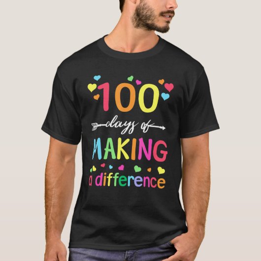 学校の100日目に違いを生み出す100日 Tシャツ (正面)