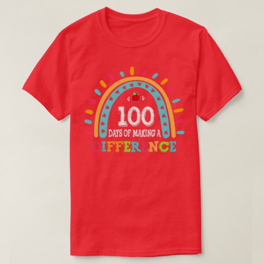 学校の100日目に違いを生み出す100日 Tシャツ (デザイン正面)