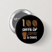 学校の100日目の先生100日コーヒーと 缶バッジ (正面&裏面)