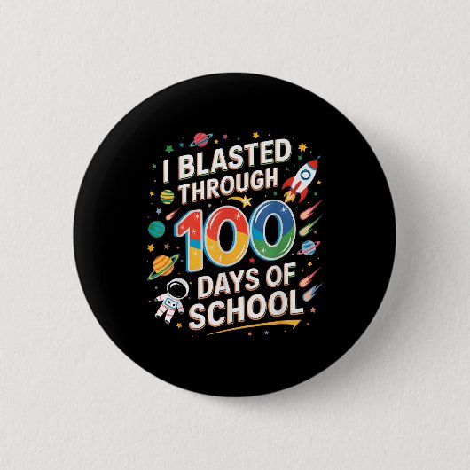 学校の100日目の少年の100日を通してブラストした 缶バッジ (正面)