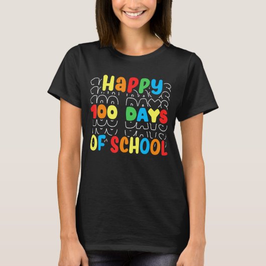 学校の100日目の幸せ先生子供の幸せ Tシャツ (正面)
