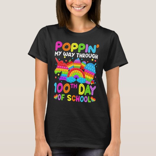 学校の100日目を通り抜けポップ・アートのる Tシャツ (正面)