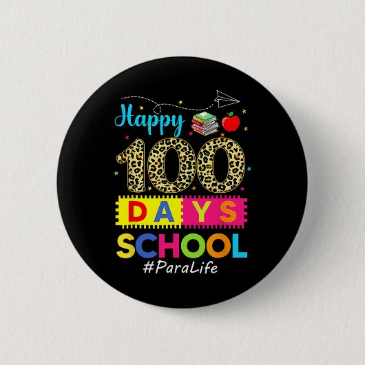 学校の100日目パラライフ100日 頭が切れる 缶バッジ (正面)
