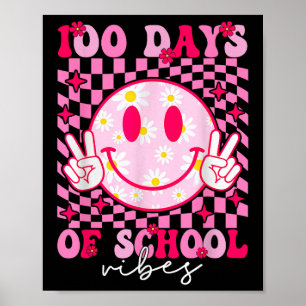 学校の100日目ビーブピンクスマイル顔100日 ポスター